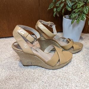 Michael Kors Patent Leather Nude Wedges